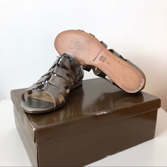 Colonial Madness Leather Cutout Sandal in Pewter. - Picture 8 of 8